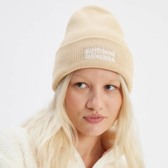 Ecru Girlfriend Collective Recycled Beanie OS - Picture 1 of 3